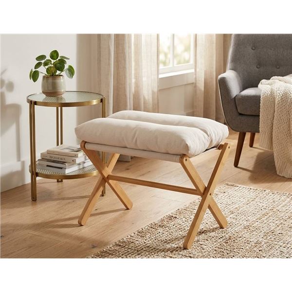 Baveke Folding Stool Ottoman Bamboo Frame
