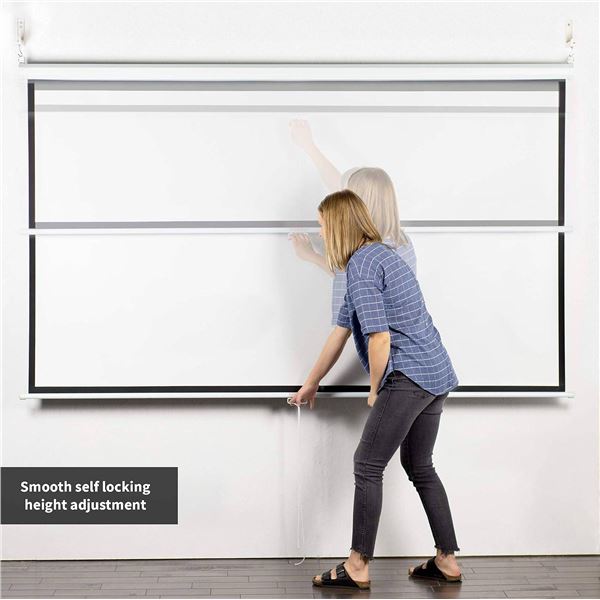 VIVO 100 inch Diagonal Projector Screen, 16:9 Projection HD, 4K 3D 1080P HD Manual Pull Down, PS-M-1