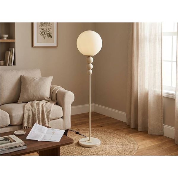 INJAK Mid Century Modern Floor Lamp, Cream