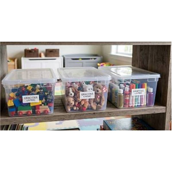 4 Gracious Living Storage Bins With 3 Lids