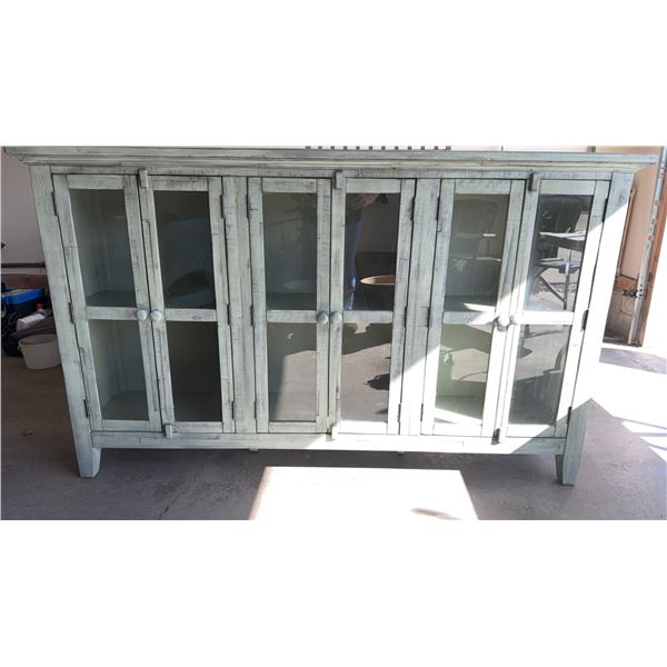 Wooden Sideboard Display Cabinet with Glass Panel Doors and Shelving