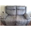 Image 1 : Grey Suede-Like Upholstery Double Power Reclining Loveseat Sofa