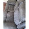 Image 4 : Grey Suede-Like Upholstery Double Power Reclining Loveseat Sofa