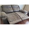 Image 5 : Grey Suede-Like Upholstery Double Power Reclining Loveseat Sofa