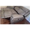 Image 6 : Grey Suede-Like Upholstery Double Power Reclining Loveseat Sofa