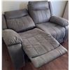 Image 7 : Grey Suede-Like Upholstery Double Power Reclining Loveseat Sofa