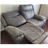 Image 8 : Grey Suede-Like Upholstery Double Power Reclining Loveseat Sofa