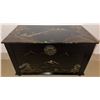 Image 1 : Black Lacquered Wood Chest with Asian Motif and Brass Hardware