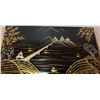Image 5 : Black Lacquered Wood Chest with Asian Motif and Brass Hardware