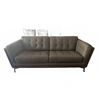 Image 1 : Tufted Grey Leather Sofa with Chrome Legs, 86 in. Wide, 37 in. Deep, 32 in. High