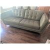 Image 2 : Tufted Grey Leather Sofa with Chrome Legs, 86 in. Wide, 37 in. Deep, 32 in. High