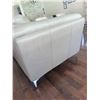 Image 5 : Tufted Grey Leather Sofa with Chrome Legs, 86 in. Wide, 37 in. Deep, 32 in. High