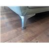 Image 7 : Tufted Grey Leather Sofa with Chrome Legs, 86 in. Wide, 37 in. Deep, 32 in. High