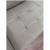 Image 8 : Tufted Grey Leather Sofa with Chrome Legs, 86 in. Wide, 37 in. Deep, 32 in. High