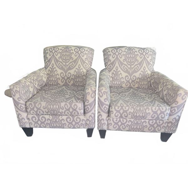 Urban Barn Armchairs with Patterned Upholstery, 32"W x 33"D x 36"H