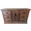 Image 1 : Solid Pine Chest of Drawers with Centre Cabinet and Decorative Iron Handles