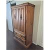 Image 4 : Solid Pine Armoire with Panel Doors &Two Drawers, 70 in H x 39 in W x 22 in D