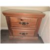 Image 2 : Wood Nightstand by J & J Furniture with Two Drawers and Metal Pulls, 27x24x18 Inches