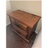 Image 3 : Wood Nightstand by J & J Furniture with Two Drawers and Metal Pulls, 27x24x18 Inches