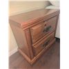 Image 5 : Wood Nightstand by J & J Furniture with Two Drawers and Metal Pulls, 27x24x18 Inches