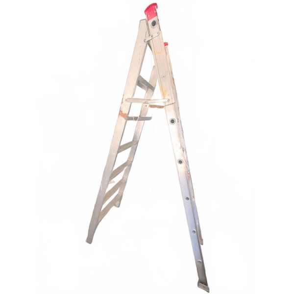 Aluminum Extension A Frame Ladder with Red Safety Caps, Approx. 8 Feet