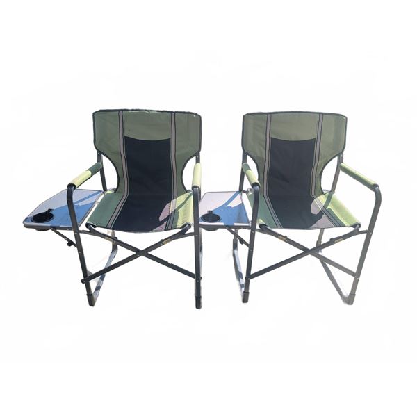 Folding Camping Chairs with Side Tables and Cup Holders