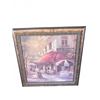 Image 1 : Framed Print of Street Café Scene with Ornate Metallic Frame 34" x 34"