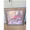 Image 2 : Framed Print of Street Café Scene with Ornate Metallic Frame 34" x 34"