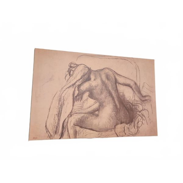 Canvas Print Nude Figure Drawing Signed in Lower Left Corner