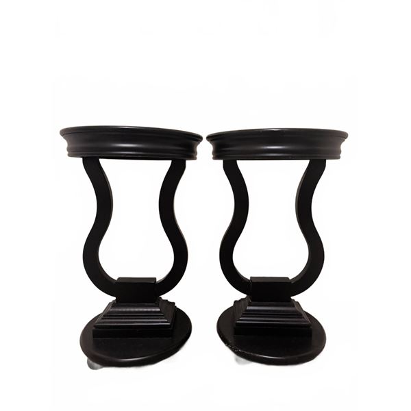 Black Wood Side Tables with Curved Open Bases, 28 Inch Height, 16 Inch Top