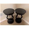 Image 3 : Black Wood Side Tables with Curved Open Bases, 28 Inch Height, 16 Inch Top