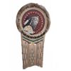 Image 1 : Leather Wall Hanging with Painted Wolf, Figure, Feathers, and Beaded Fringe