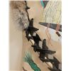 Image 5 : Leather Wall Hanging with Painted Wolf, Figure, Feathers, and Beaded Fringe