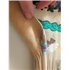 Image 8 : Leather Wall Hanging with Painted Wolf, Figure, Feathers, and Beaded Fringe