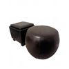 Image 1 : Black Vegan Leather Ottomans, One Round and One Square with Storage and Tray