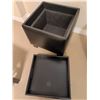 Image 7 : Black Vegan Leather Ottomans, One Round and One Square with Storage and Tray