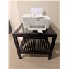 Image 2 : HP DeskJet 4132e All-In-One Printer and Wood Glass-Top Side Table