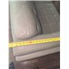 Image 10 : Taupe Leather Sofa with Tufted Back and Seat, Metal Legs, 89"W x 37"D x 32"H