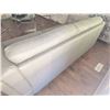Image 8 : Taupe Leather Sofa with Tufted Back and Seat, Metal Legs, 89"W x 37"D x 32"H
