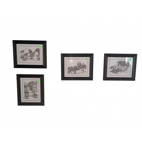4 Vogel Framed Quebec Landmark Prints Signed and Titled