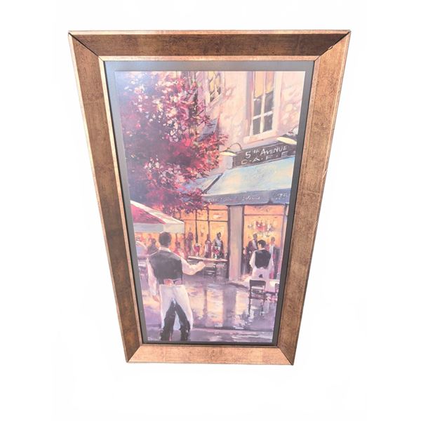 Framed Canvas Print "5th Avenue Café" Street Scene, 36" x 20"