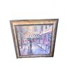Image 1 : Framed Print of Couple Walking with Umbrella, 32" x 32"