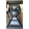 Image 9 : Round Glass Top Dining Table With Black Pedestal Base And Four Teal Upholstered Chairs