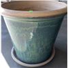 Image 3 : Two Glazed Ceramic Planters with Saucers, Expandable Hose, and Garden Nozzles
