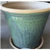 Image 4 : Two Glazed Ceramic Planters with Saucers, Expandable Hose, and Garden Nozzles