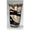 Image 1 : Murano Glass Vase with Layered Brown and Cream Swirl Pattern Art Piece