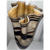 Image 2 : Murano Glass Vase with Layered Brown and Cream Swirl Pattern Art Piece