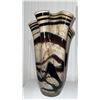 Image 5 : Murano Glass Vase with Layered Brown and Cream Swirl Pattern Art Piece