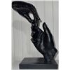 Image 1 : Hands Touching Tabletop Sculpture Black Painted Finish