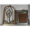 Image 1 : Silver-Tone Yoga Figure in Gold Frame and Three Decorative Picture Frames